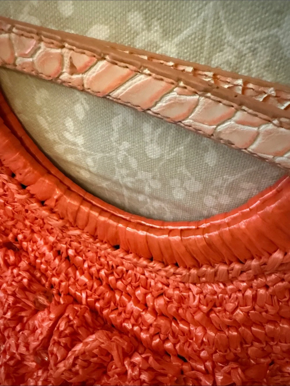 Stylish Coral Crochet Ruffle Handbag